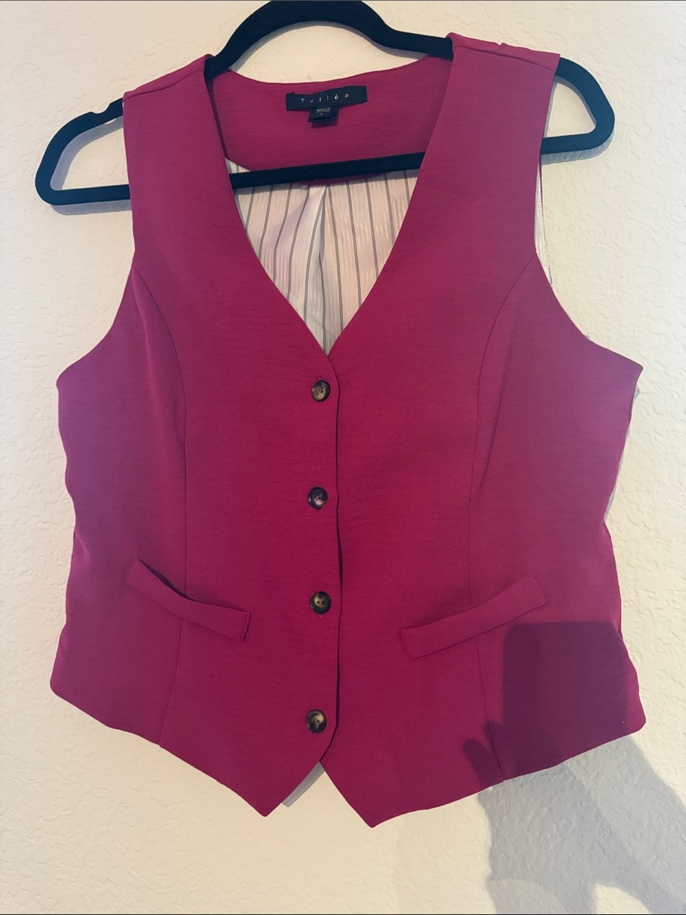 Tulle Magenta Wide-Leg Pants with Matching Vest